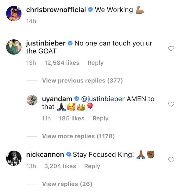 Chris Brown, Instagram, Justin Bieber, Nick Cannon